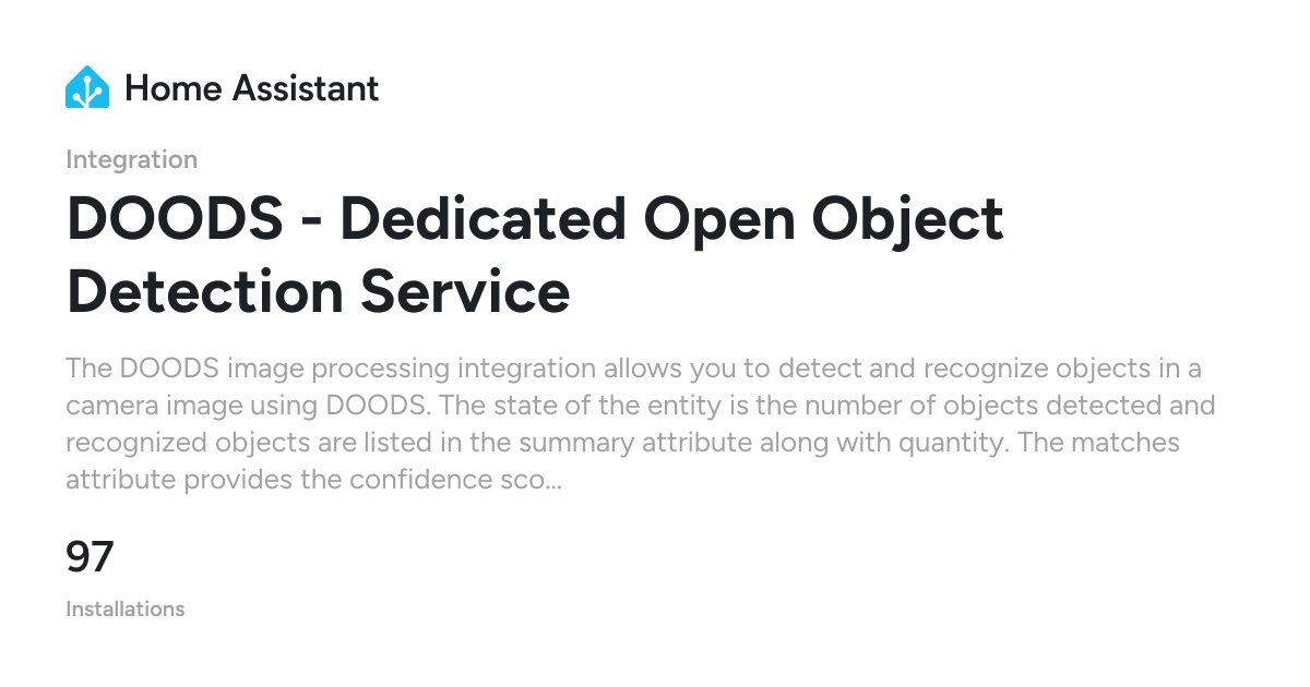 DOODS - Dedicated Open Object Detection Service - Home Assistant
