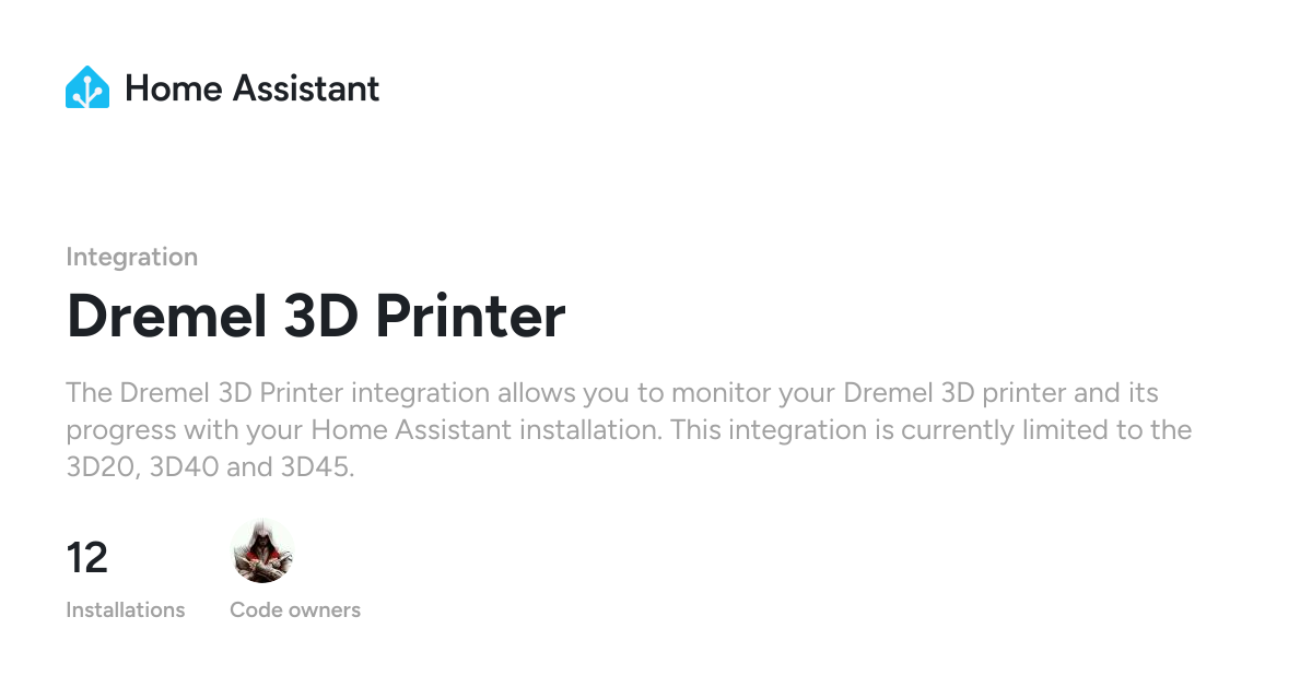Dremel 3D Printer - Home Assistant