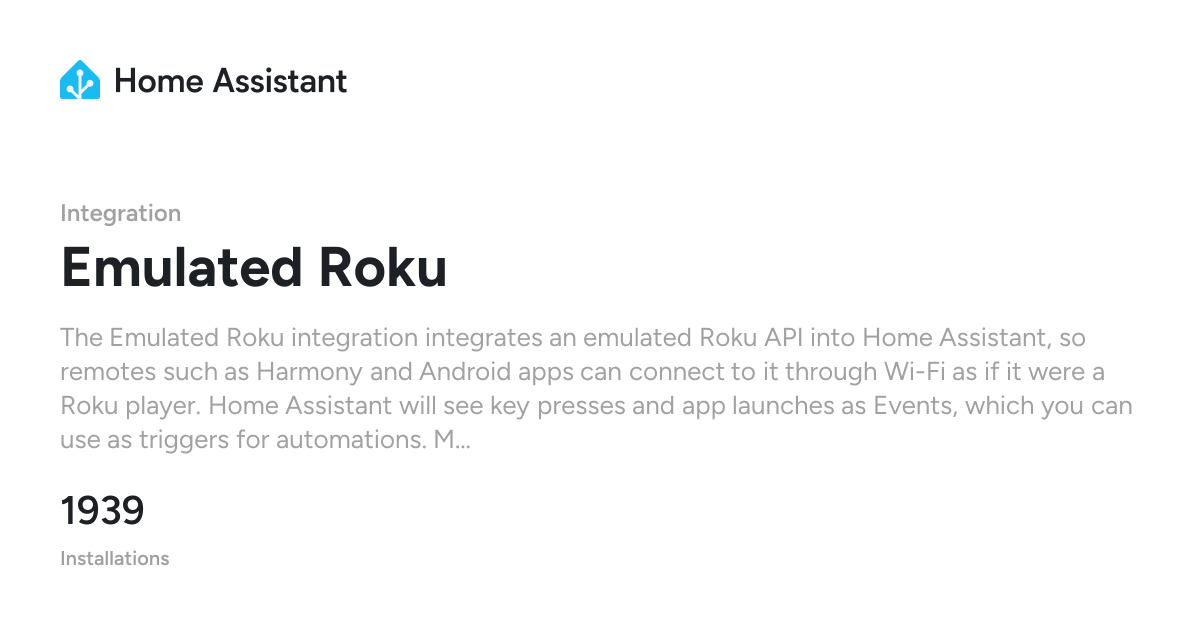Emulated Roku - Home Assistant