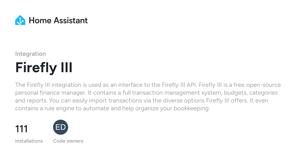 Firefly III - Home Assistant
