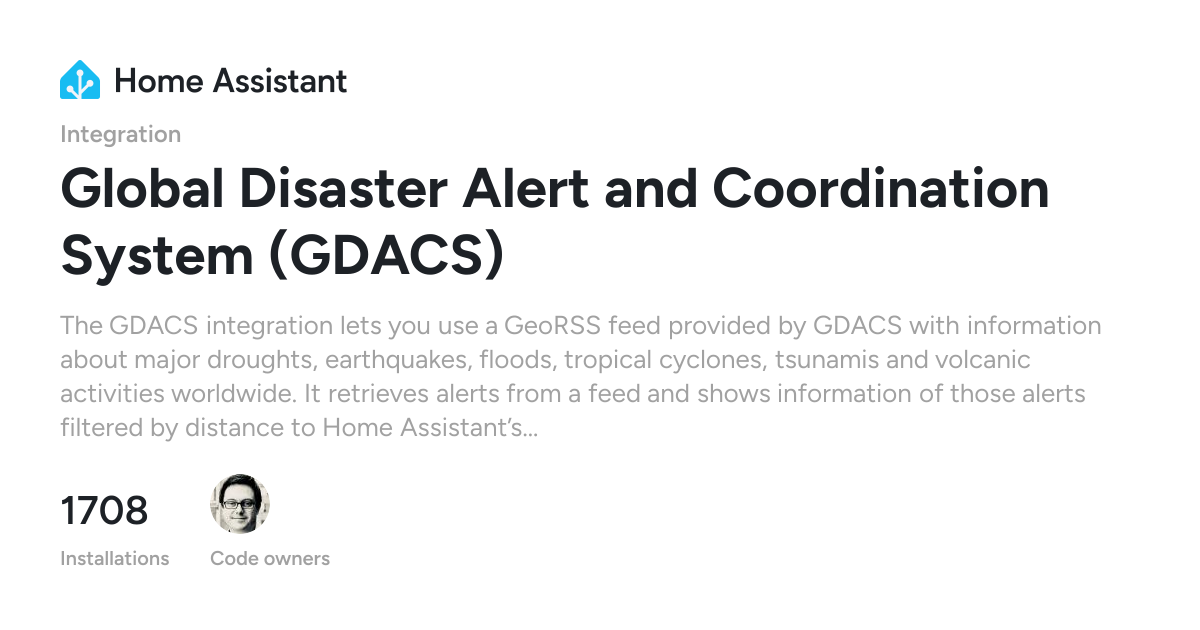 Global Disaster Alert and Coordination System (GDACS) - Home Assistant
