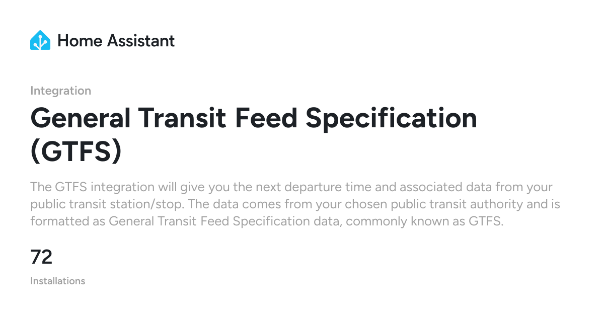 General Transit Feed Specification (GTFS) - Home Assistant