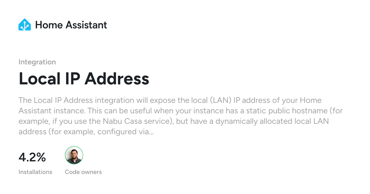 Local IP Address - Home Assistant