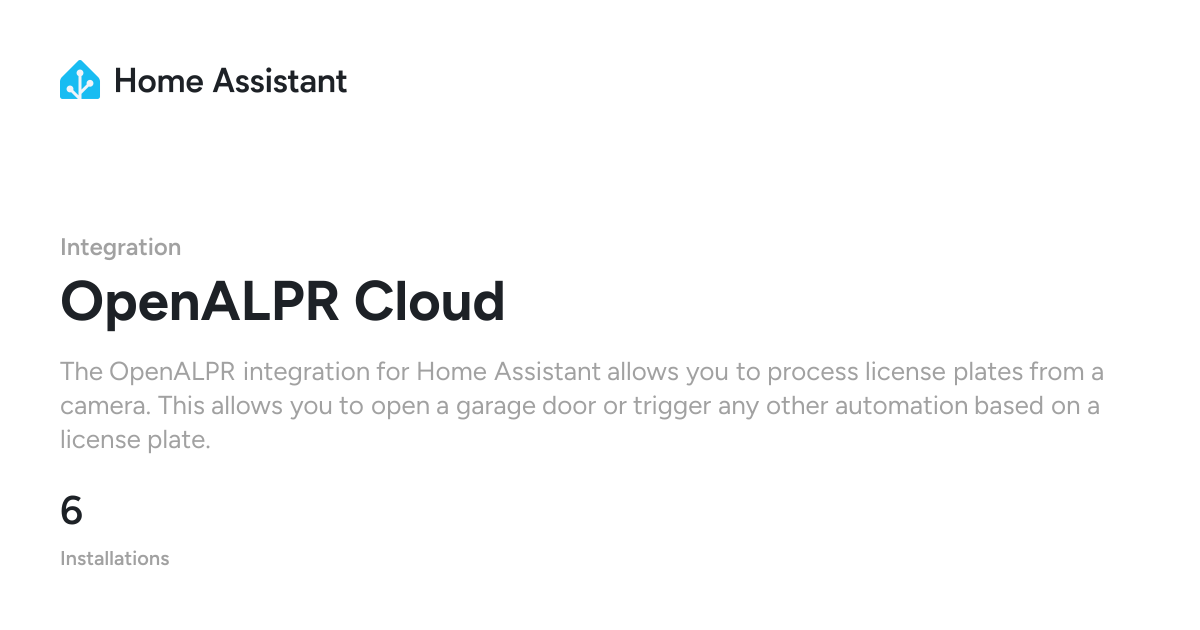 OpenALPR Cloud - Home Assistant