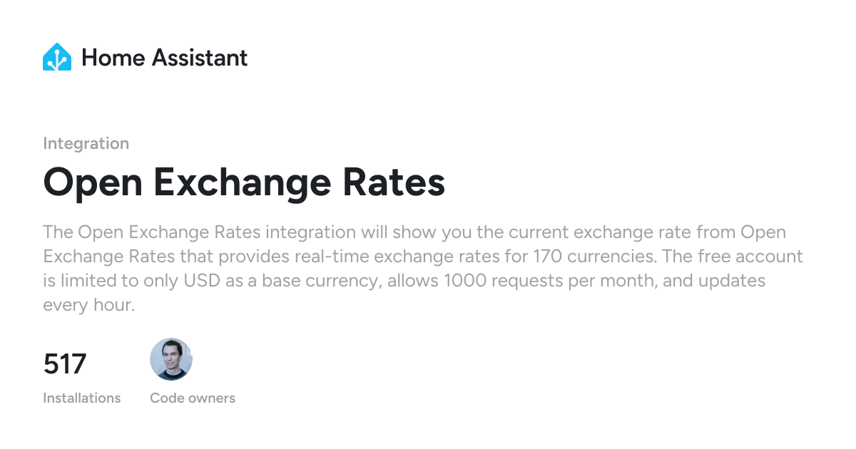 Open Exchange Rates - Home Assistant