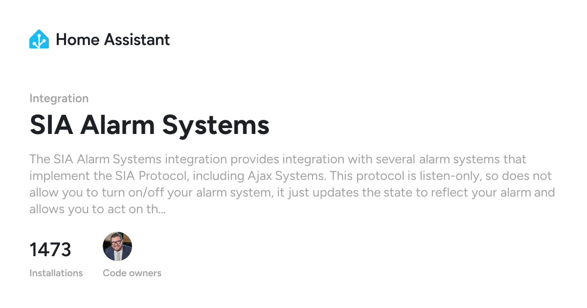 SIA Alarm Systems - Home Assistant