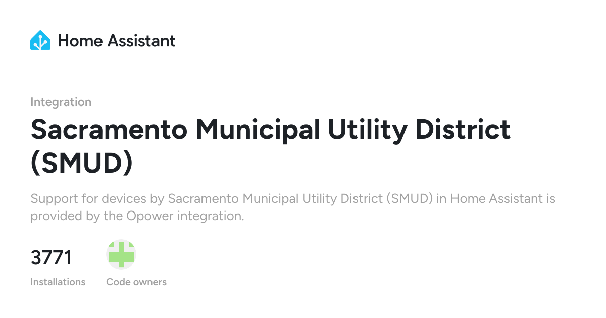 Sacramento Municipal Utility District (SMUD) - Home Assistant