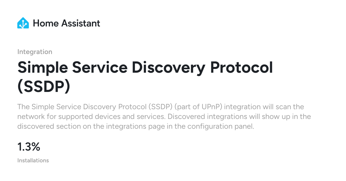 Simple Service Discovery Protocol (SSDP) - Home Assistant