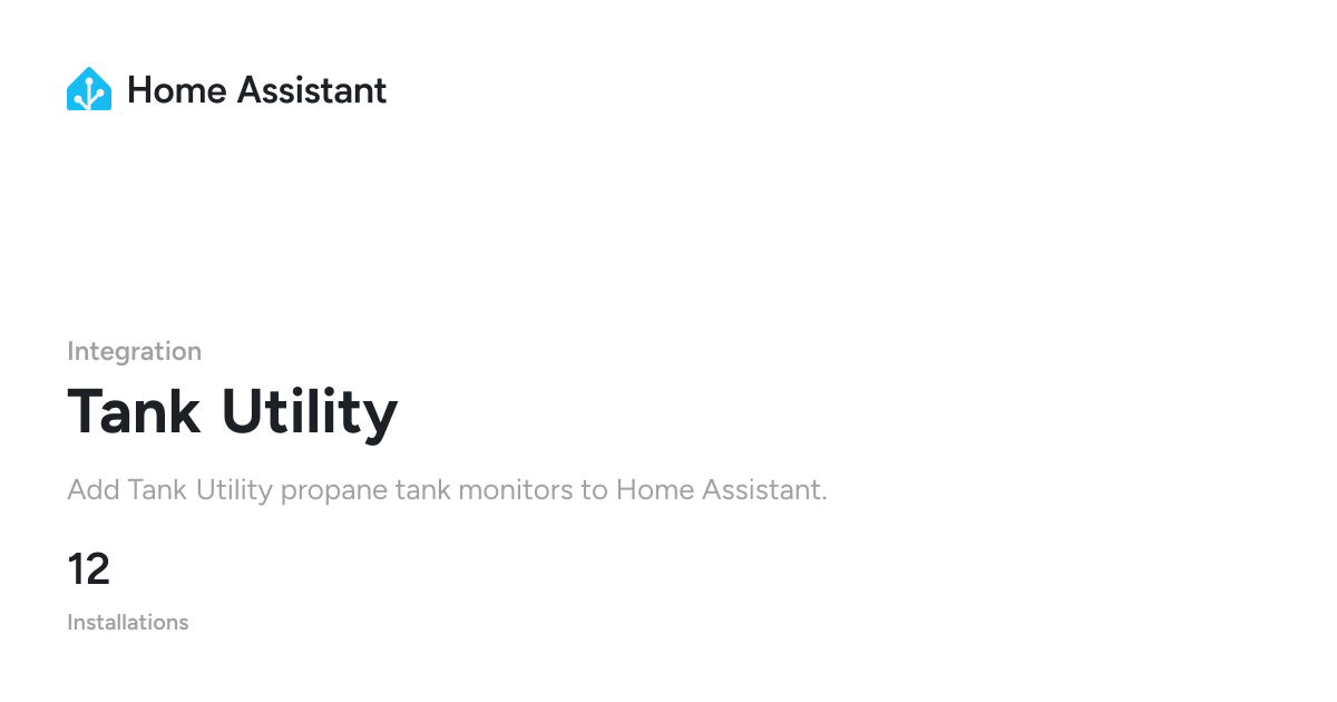Tank Utility - Home Assistant